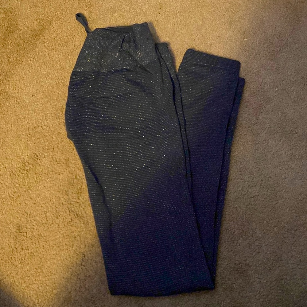 Gray and silver workout leggings